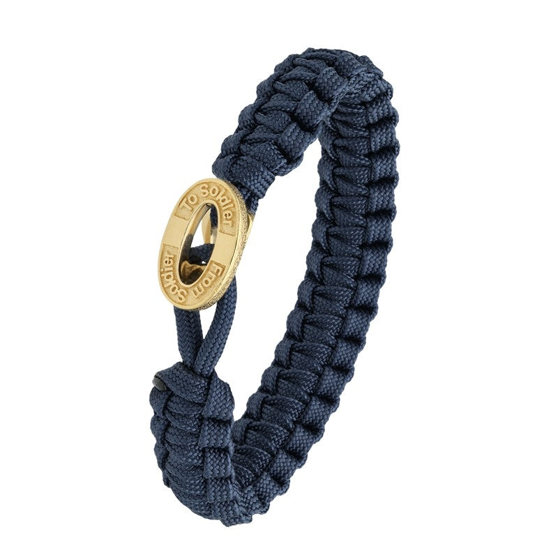 From Soldier To Soldier armbånd i blå faldskærmsline med oval forgyldt sølvlås